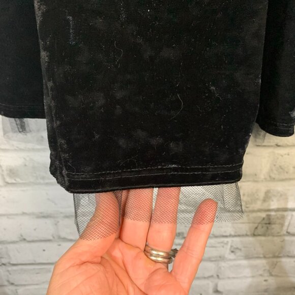 Vintage Y2K Black Crushed Velvet Babydoll Empire Waist Halter Dress - Picture 4 of 13